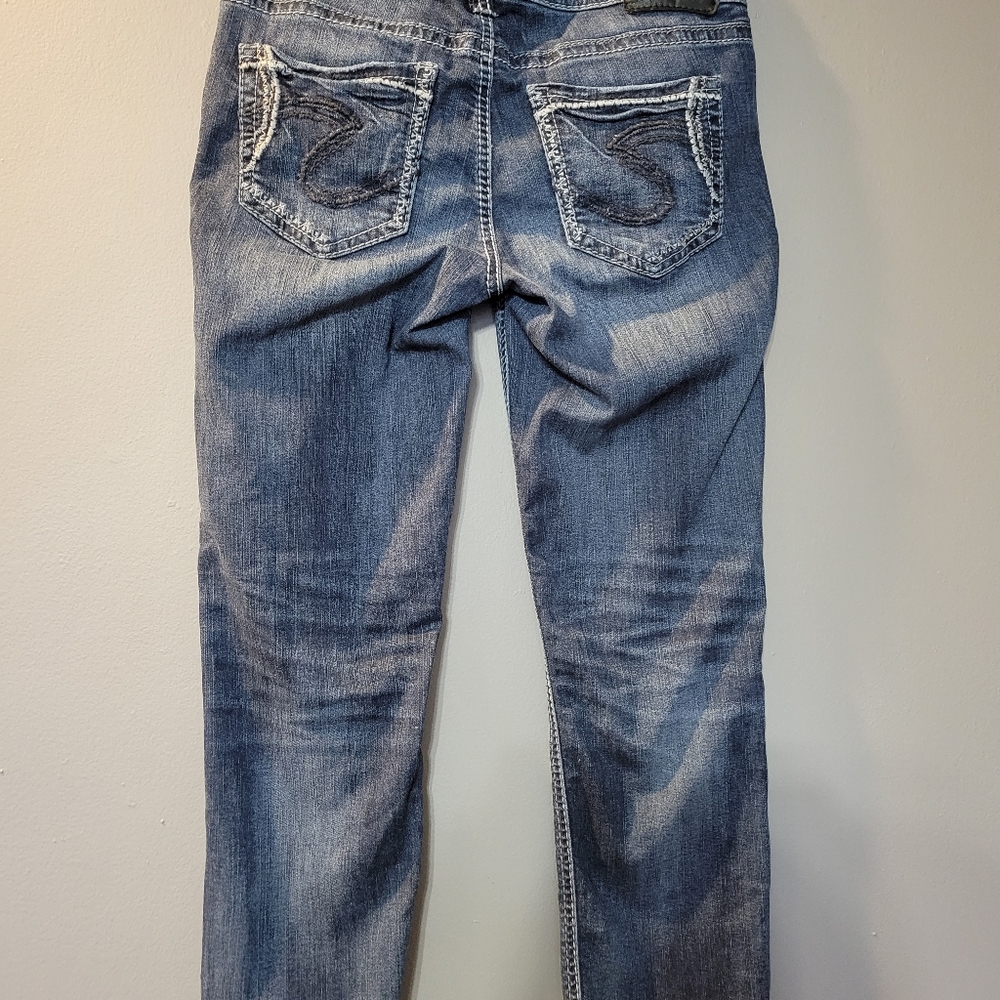 Silver Jeans Aiko Mid Capri Fluid Indigo Womens Size 28